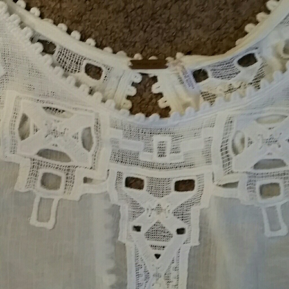 Free people white embroidered lace dress ruffle - Picture 3 of 4